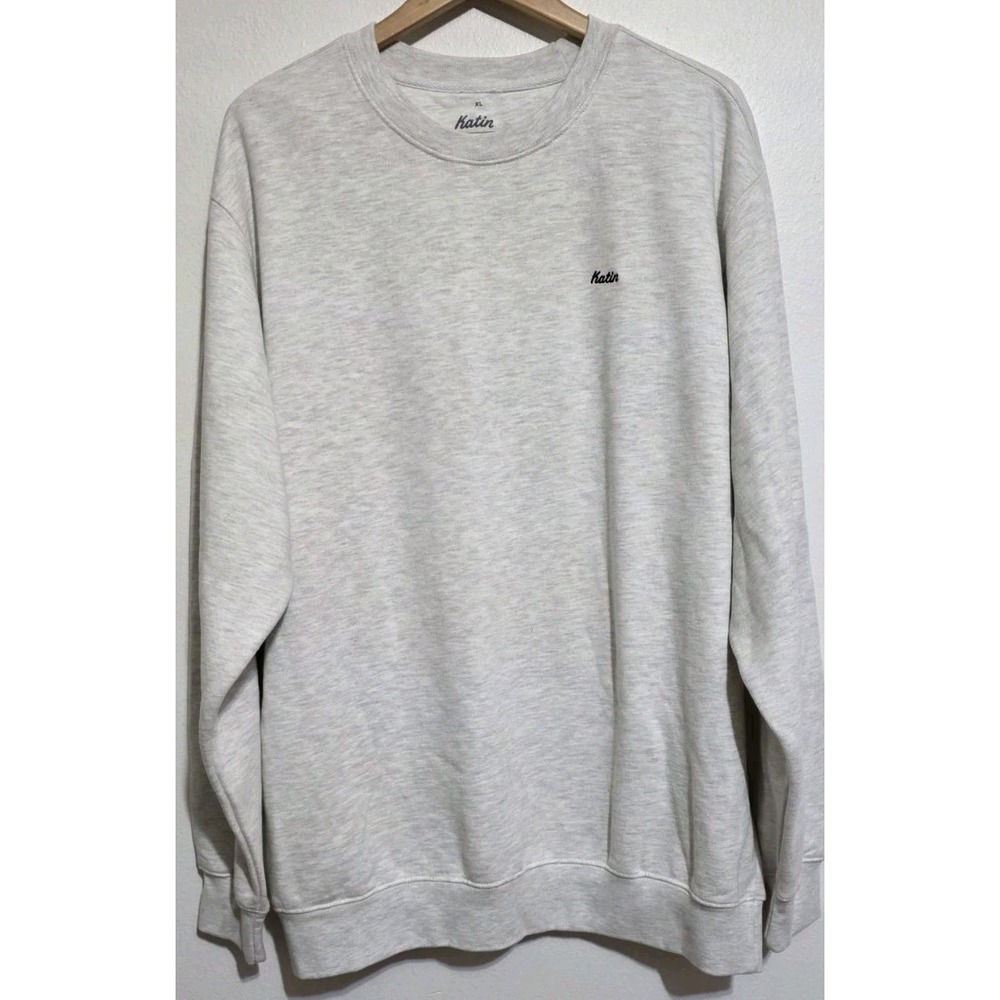 NEW KATIN Men's Crewneck Fleece Sweatshirt‎ Gray XL Pullover Long Sleeve Lounge